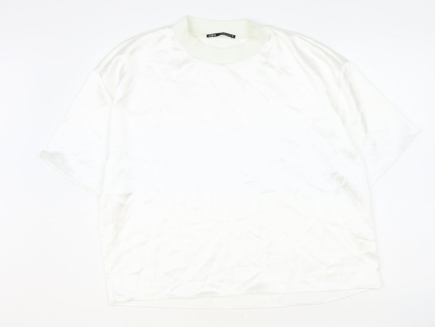 Womens UK Size L Zara White Basic Blouse