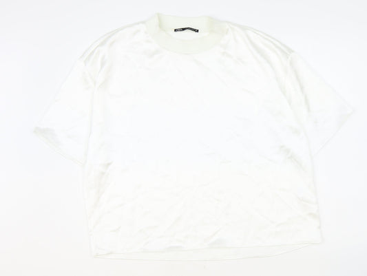 Womens UK Size L Zara White Basic Blouse
