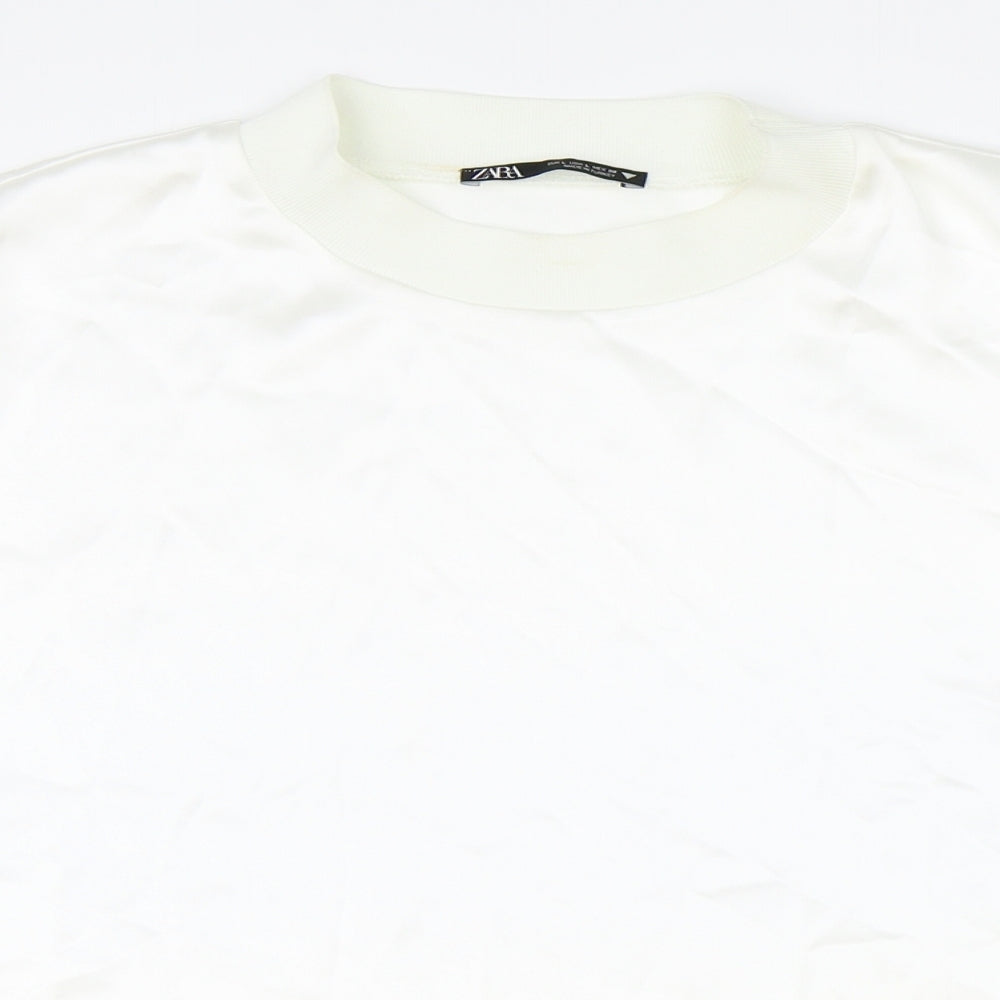 Womens UK Size L Zara White Basic Blouse
