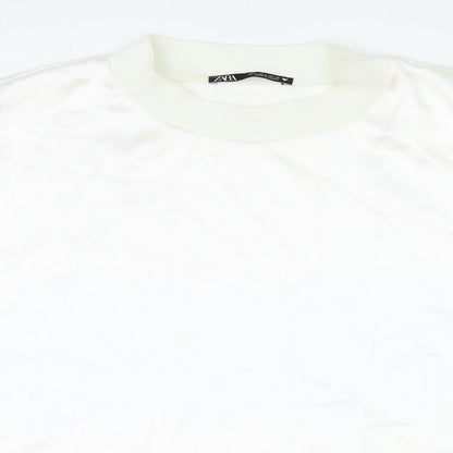 Womens UK Size L Zara White Basic Blouse