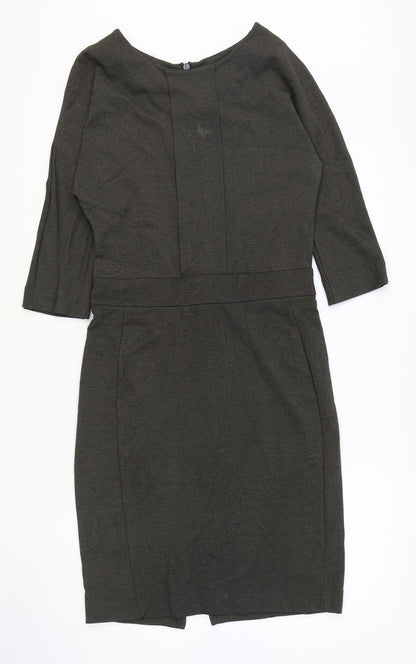 Catherine Hammel Womens Grey Viscose Pencil Dress Size S Boat Neck Zip