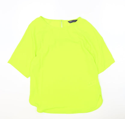 Marks and Spencer Womens Yellow Polyester Basic Blouse Size 6 Round Neck