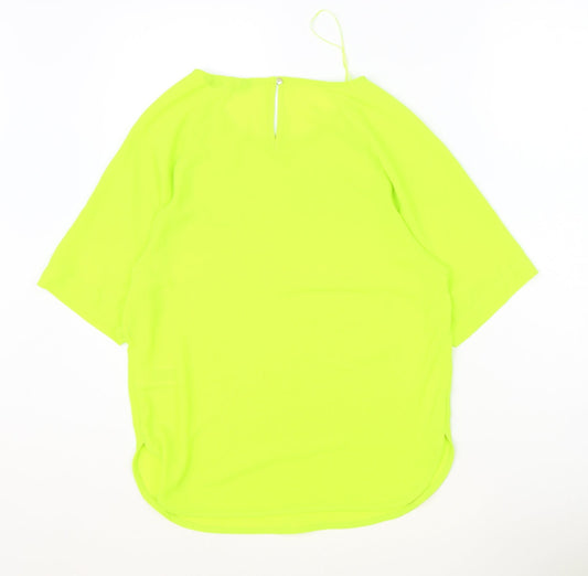 Marks and Spencer Womens Yellow Polyester Basic Blouse Size 6 Round Neck