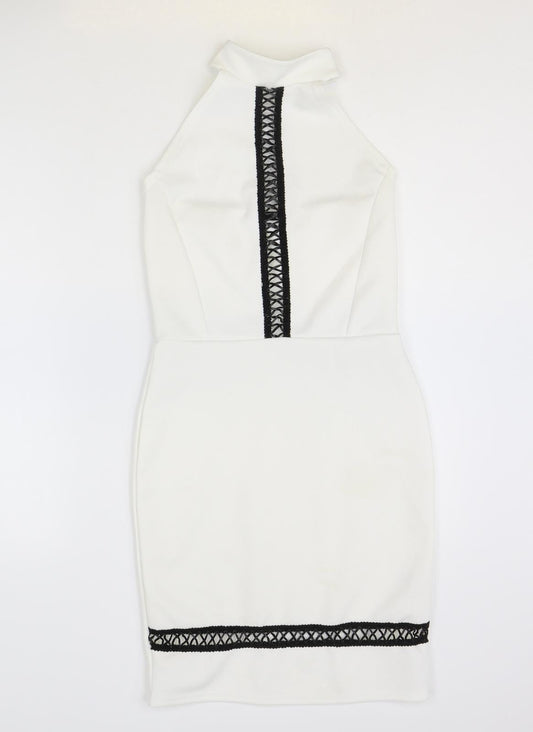 Quiz Womens White Polyester Pencil Dress Size 6 Halter Button