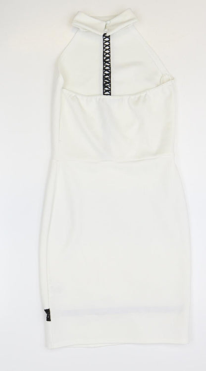 Quiz Womens White Polyester Pencil Dress Size 6 Halter Button