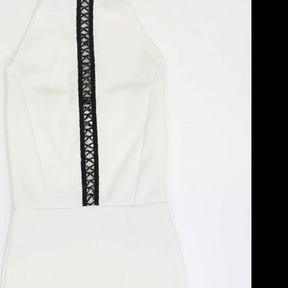 Quiz Womens White Polyester Pencil Dress Size 6 Halter Button