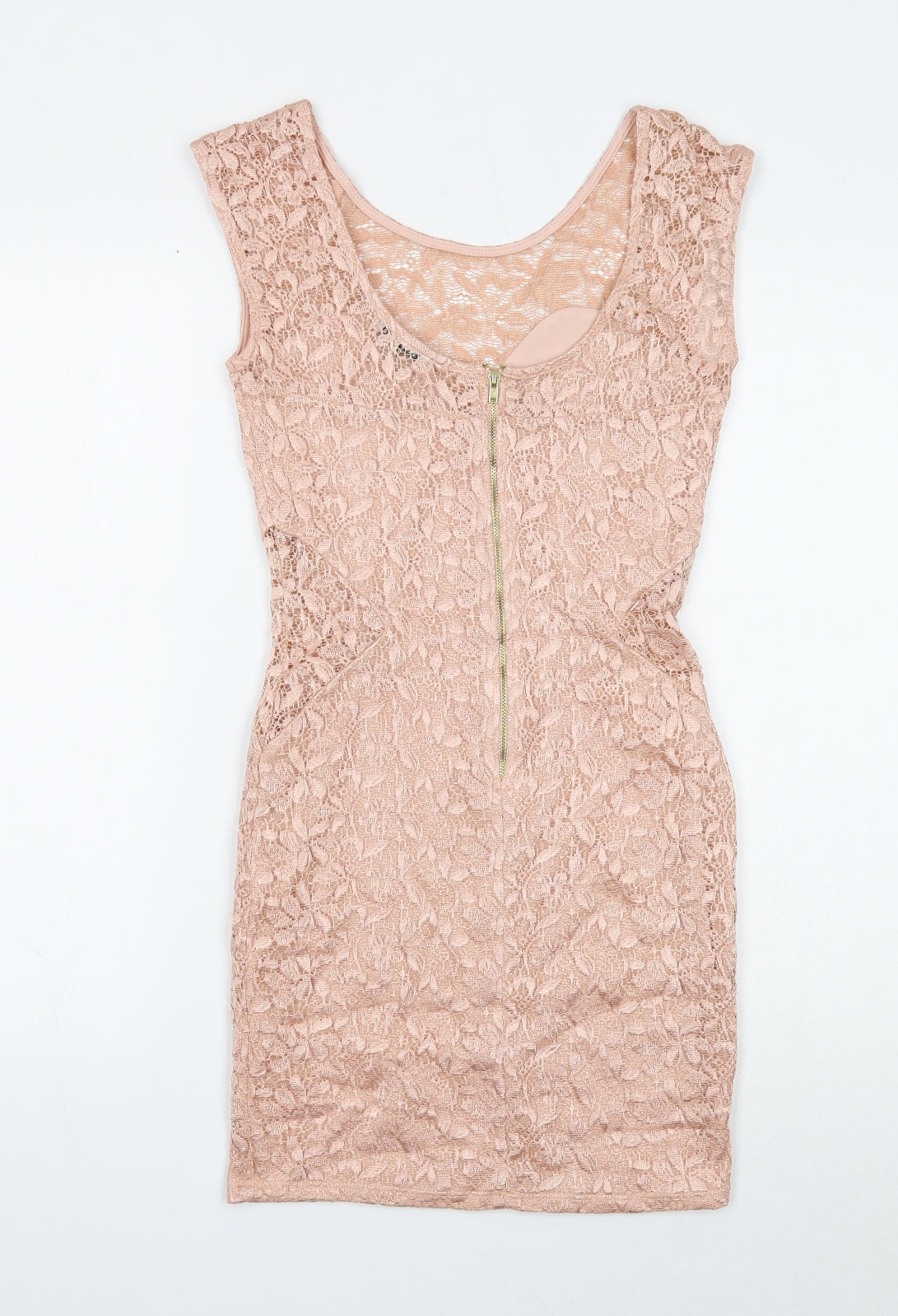 River Island Womens Pink Viscose Mini Size 10 Boat Neck Zip