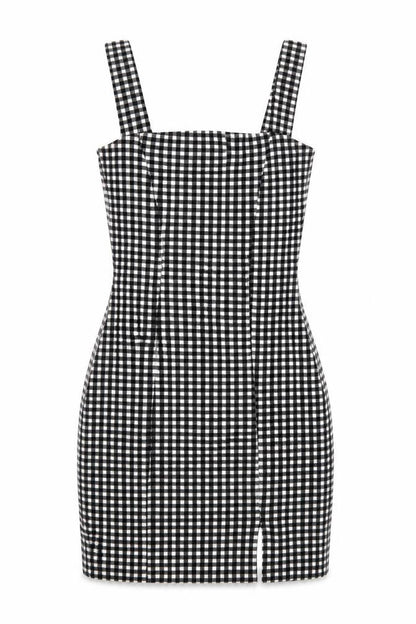 Divided Womens Black Check Polyester Mini Size XS Square Neck Pullover