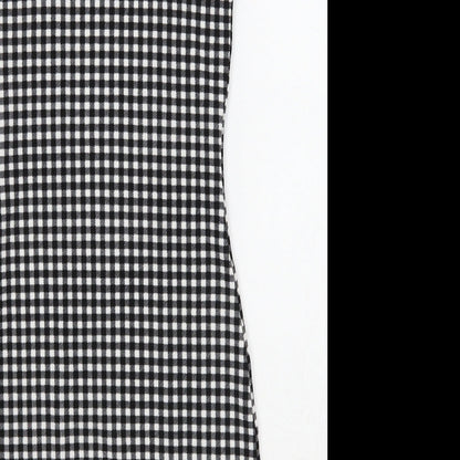 Divided Womens Black Check Polyester Mini Size XS Square Neck Pullover