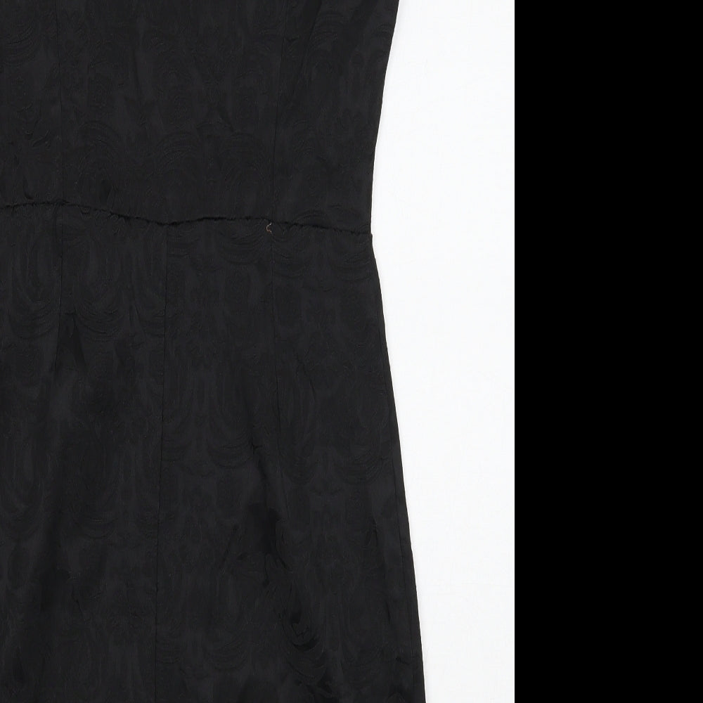 Preworn Womens Black Cotton Pencil Dress Size M Round Neck Zip - Cap Sleeve