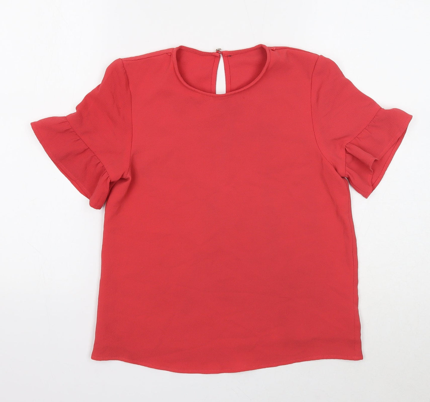 George Girls Red Polyester Basic Blouse Size 10-11 Years Round Neck Button