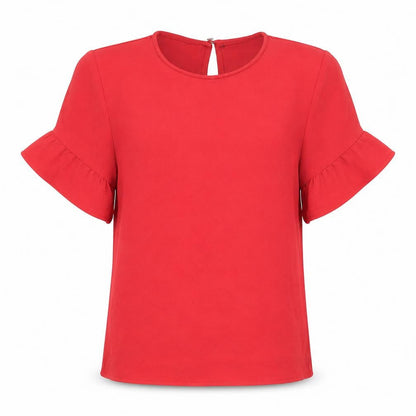 George Girls Red Polyester Basic Blouse Size 10-11 Years Round Neck Button
