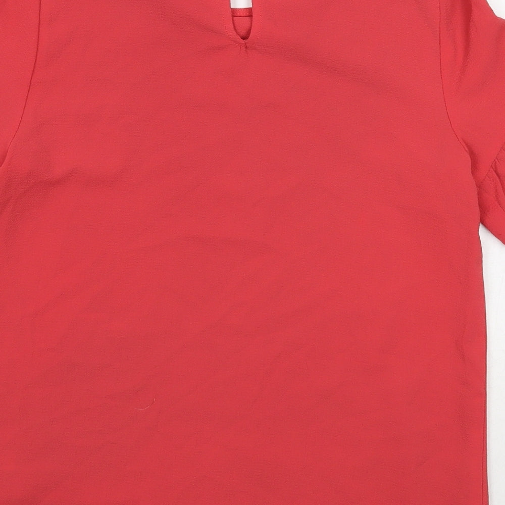 George Girls Red Polyester Basic Blouse Size 10-11 Years Round Neck Button