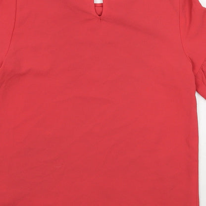 George Girls Red Polyester Basic Blouse Size 10-11 Years Round Neck Button