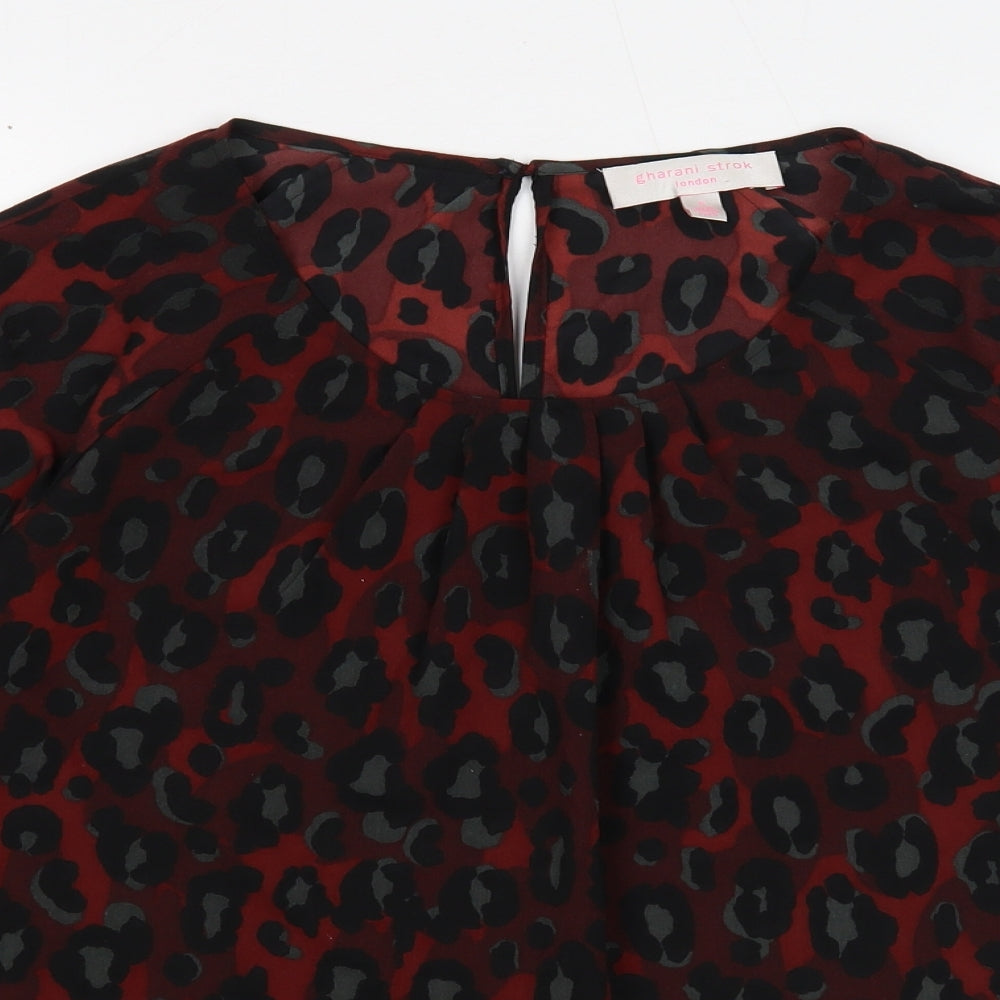 Womens UK Size S Gharani Strok Red Basic Blouse