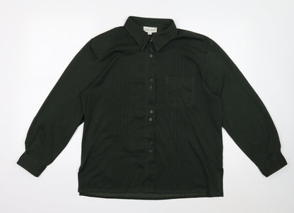 Lady Laird Womens Green Polyester Basic Button-Up Size 18 Collared