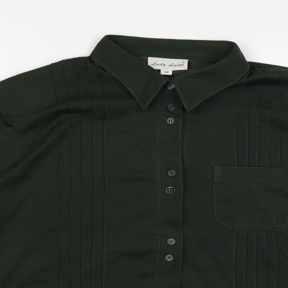 Lady Laird Womens Green Polyester Basic Button-Up Size 18 Collared