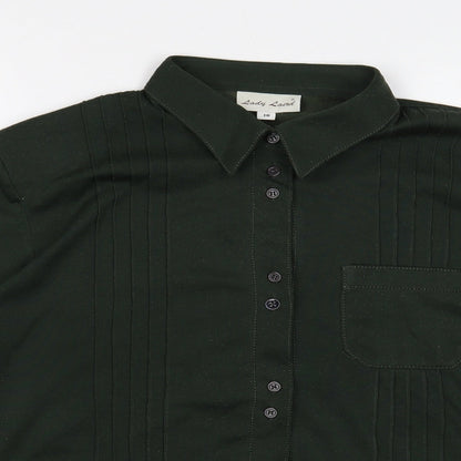 Lady Laird Womens Green Polyester Basic Button-Up Size 18 Collared