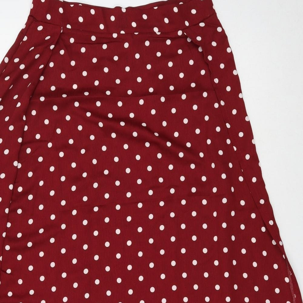 Xin Yan Womens Red Polka Dot Polyester A-Line Skirt Size M Zip