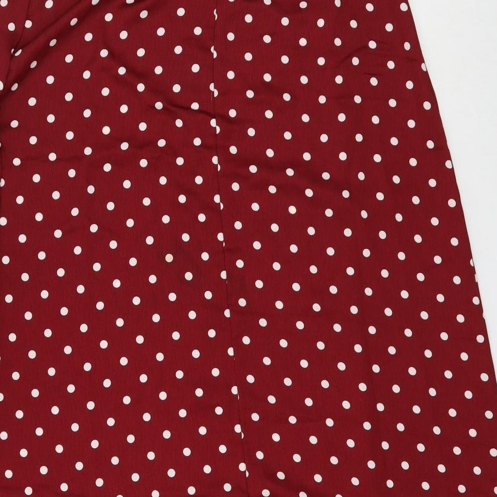 Xin Yan Womens Red Polka Dot Polyester A-Line Skirt Size M Zip