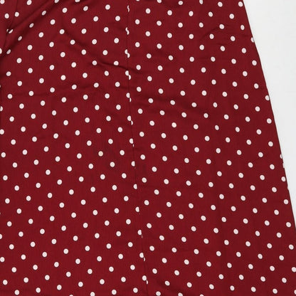 Xin Yan Womens Red Polka Dot Polyester A-Line Skirt Size M Zip