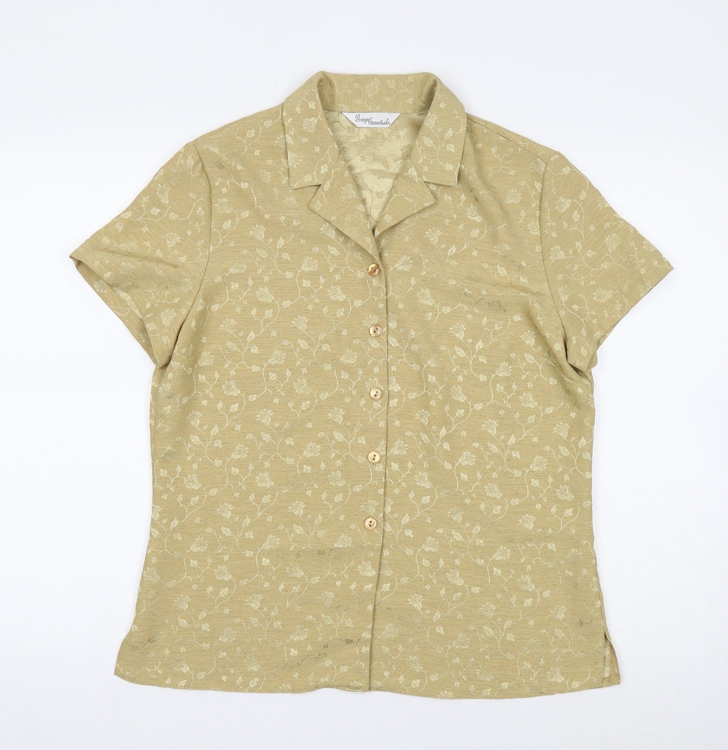 Womens UK Size 12 Design Essentials Gold Basic Button-Up