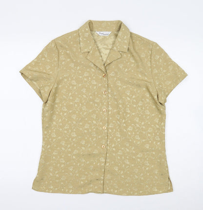 Womens UK Size 12 Design Essentials Gold Basic Button-Up