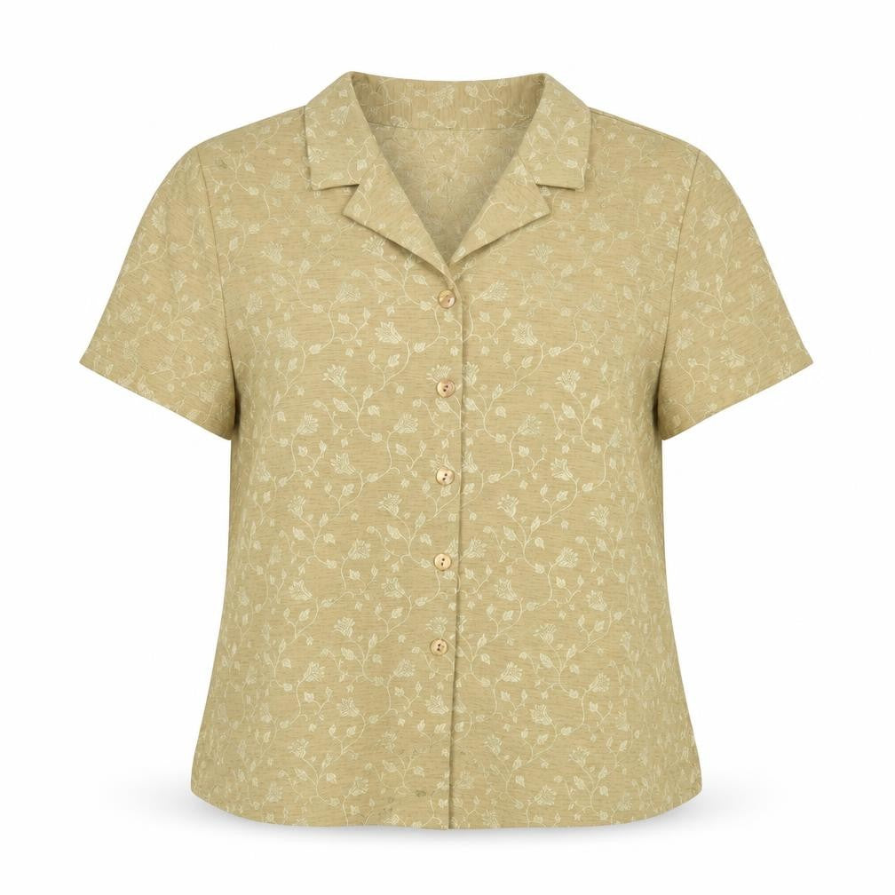 Womens UK Size 12 Design Essentials Gold Basic Button-Up