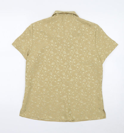 Womens UK Size 12 Design Essentials Gold Basic Button-Up