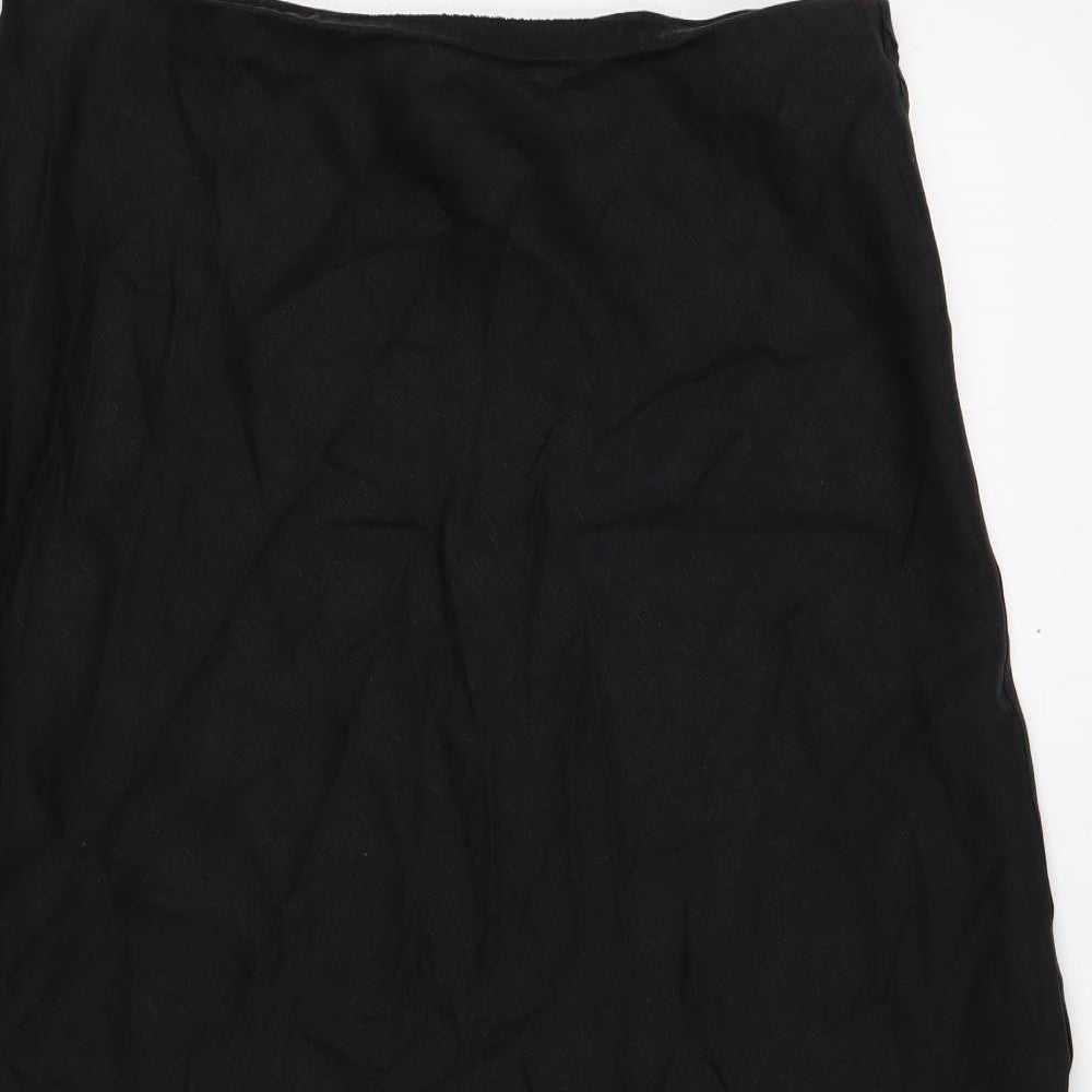 Marks and Spencer Womens Black Linen A-Line Skirt Size 18