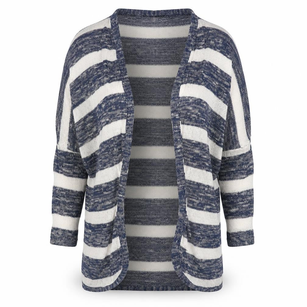 Atmosphere Womens Blue V-Neck Striped Polyester Cardigan Jumper Size XS