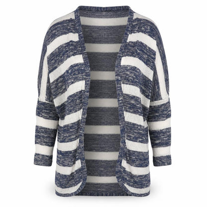 Atmosphere Womens Blue V-Neck Striped Polyester Cardigan Jumper Size XS
