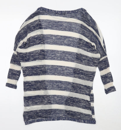 Atmosphere Womens Blue V-Neck Striped Polyester Cardigan Jumper Size XS