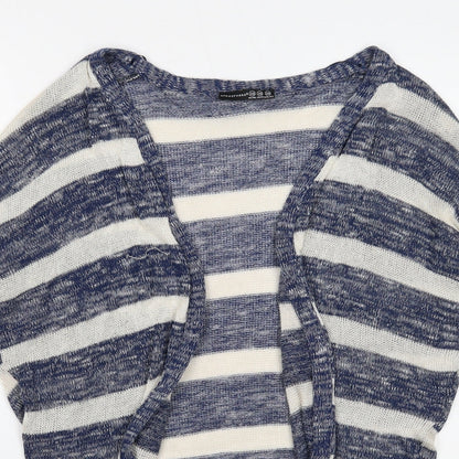 Atmosphere Womens Blue V-Neck Striped Polyester Cardigan Jumper Size XS