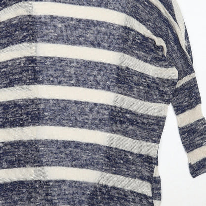 Atmosphere Womens Blue V-Neck Striped Polyester Cardigan Jumper Size XS