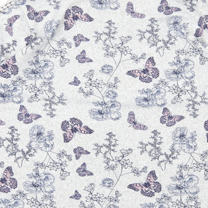 Isle Collection Womens Grey Geometric Polyester Basic T-Shirt Size S Round Neck - Butterfly Print