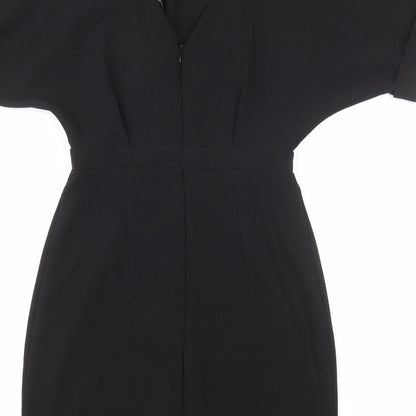 ASOS Womens Black Polyester Pencil Dress Size 8 Scoop Neck Zip