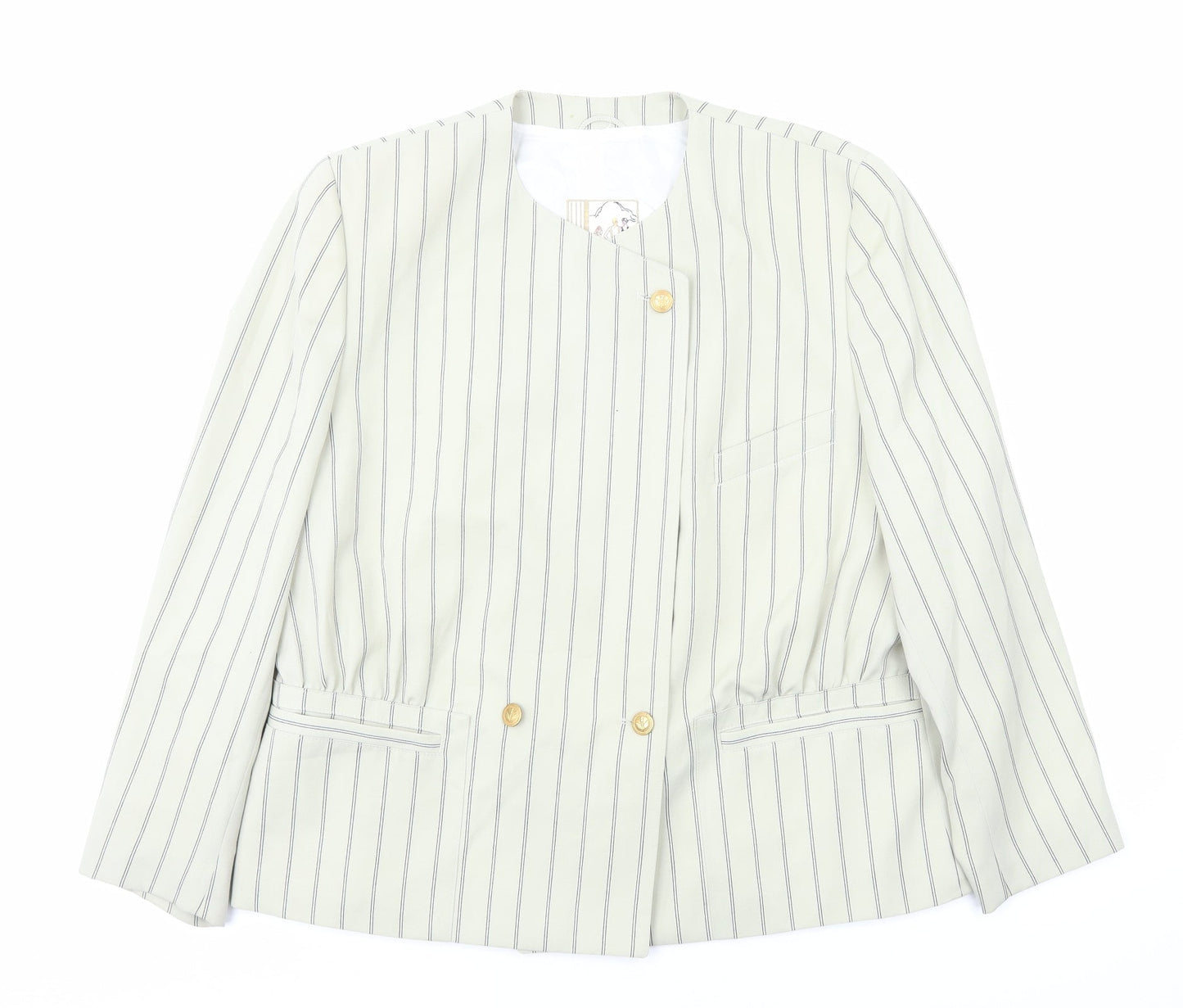 Ravens Womens Ivory Striped Jacket Size 18 Button