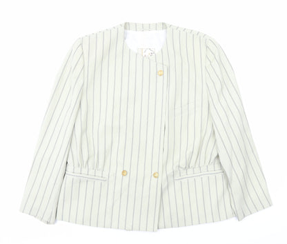 Ravens Womens Ivory Striped Jacket Size 18 Button