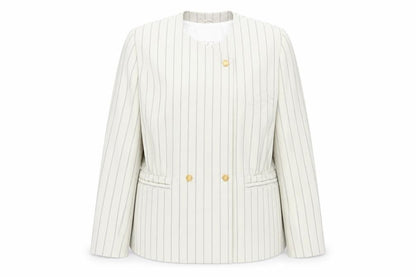 Ravens Womens Ivory Striped Jacket Size 18 Button