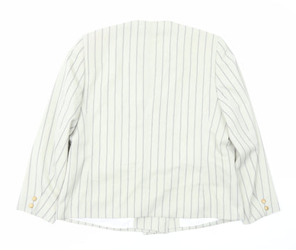 Ravens Womens Ivory Striped Jacket Size 18 Button