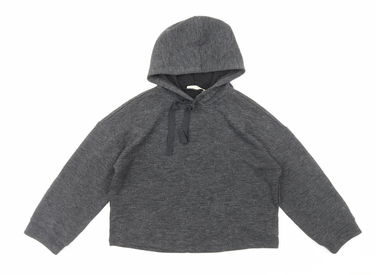 Mango Womens Grey Polyester Pullover Hoodie Size M Pullover