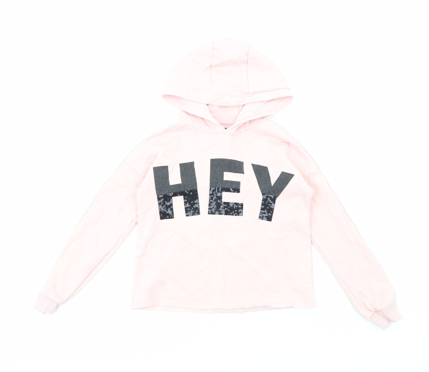 F&F Girls Pink Cotton Pullover Hoodie Size 9-10 Years Pullover - Hey