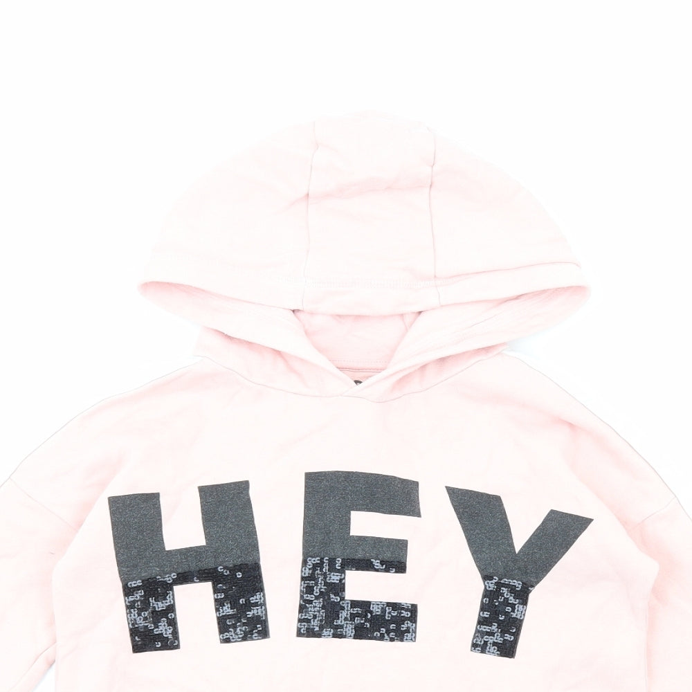 F&F Girls Pink Cotton Pullover Hoodie Size 9-10 Years Pullover - Hey
