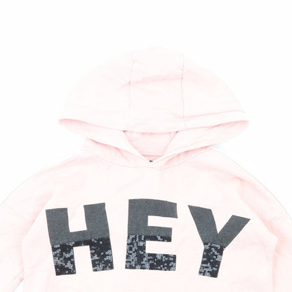 F&F Girls Pink Cotton Pullover Hoodie Size 9-10 Years Pullover - Hey