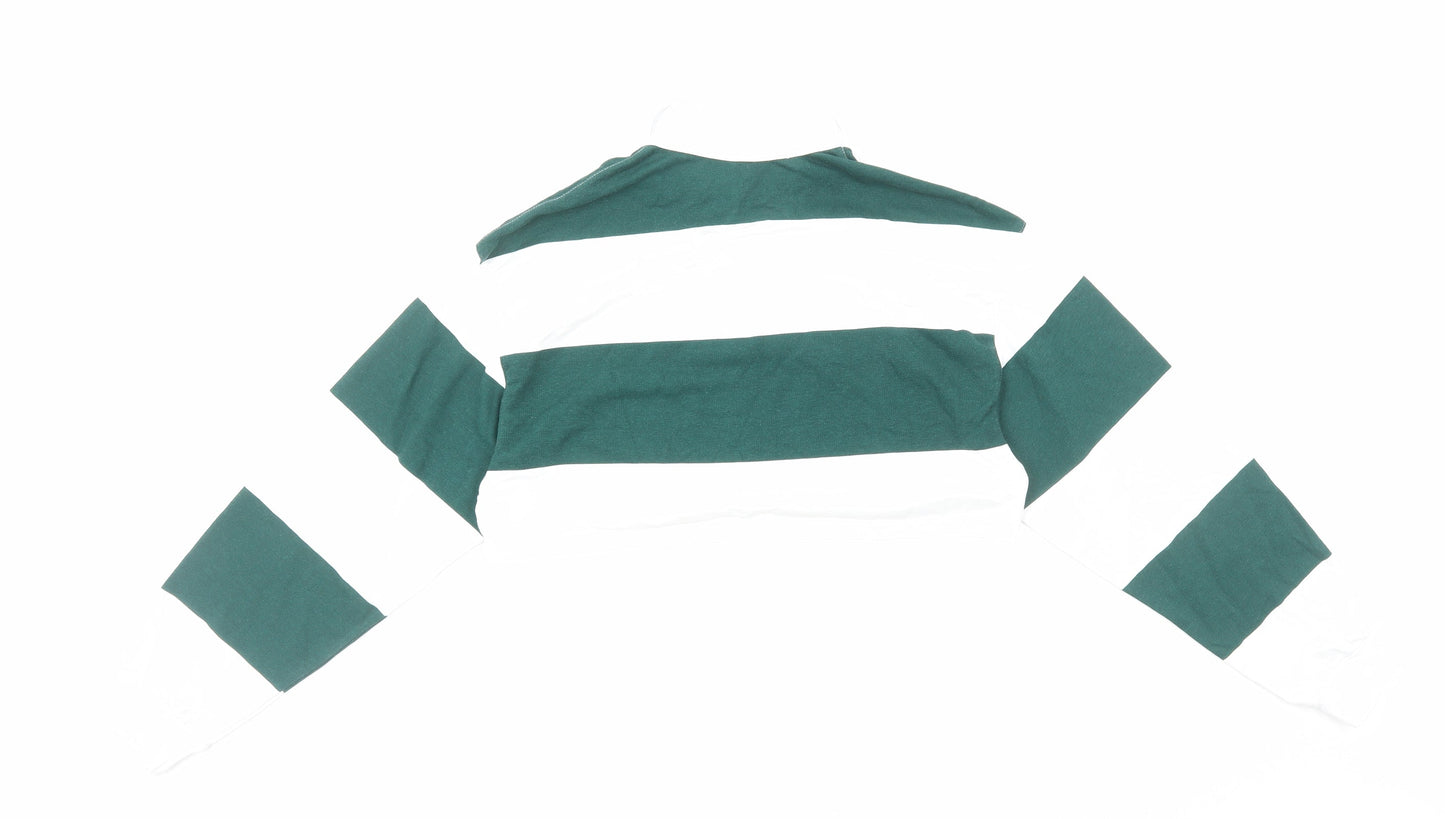 Womens UK Size M H&M Green Cropped Polo