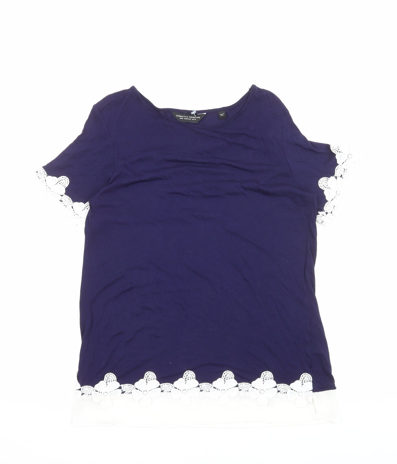 Womens UK Size 12 Dorothy Perkins Blue Basic T-Shirt
