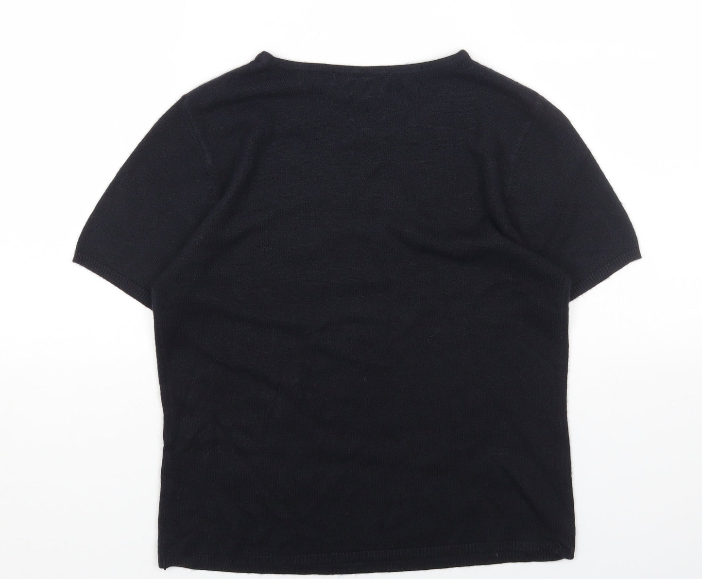 KATHIE LEE Womens Black Round Neck Acrylic Pullover Jumper Size S