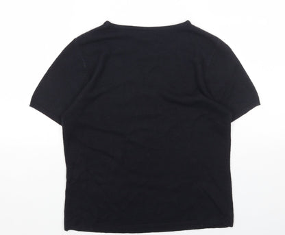 KATHIE LEE Womens Black Round Neck Acrylic Pullover Jumper Size S