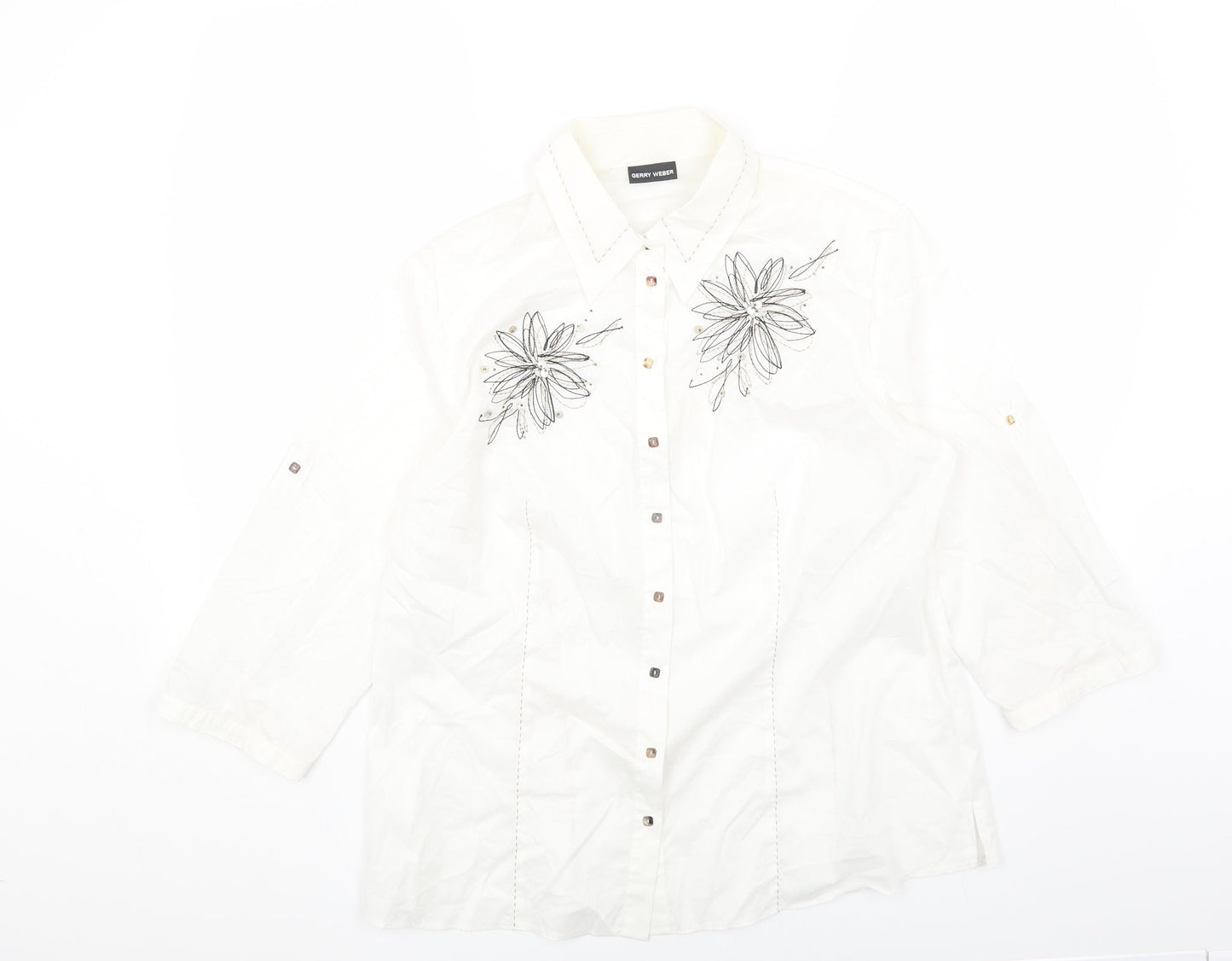 Womens UK Size 18 Gerry Weber White Basic Button-Up